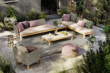 CALYPSO LOUNGE - Garden synthetic fabric and teak easy chair by Royal Botania - view 3